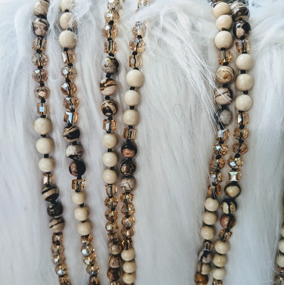 Beaded Raw Solar Quartz Crystal Pendant Necklace - Picture 12 of 12